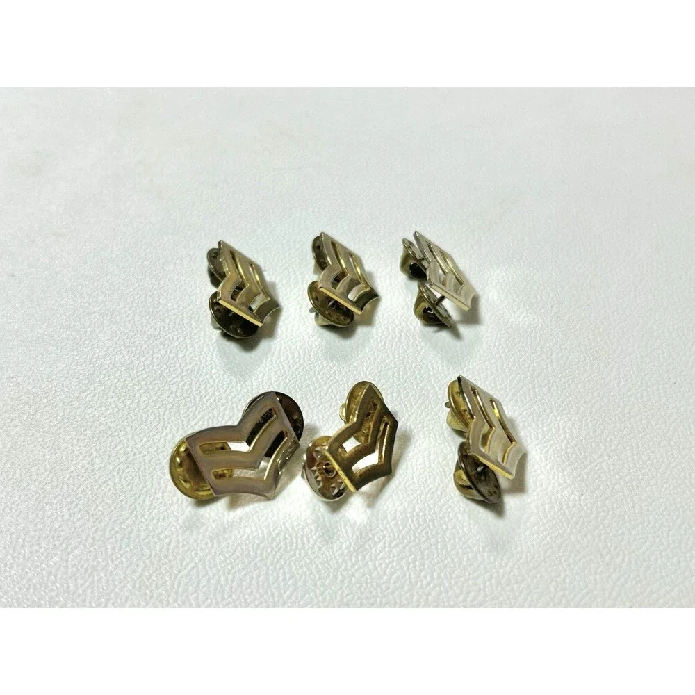 Lot 6 U.S. Military Sergeant Chevron Insignia Brass Metal Pins
